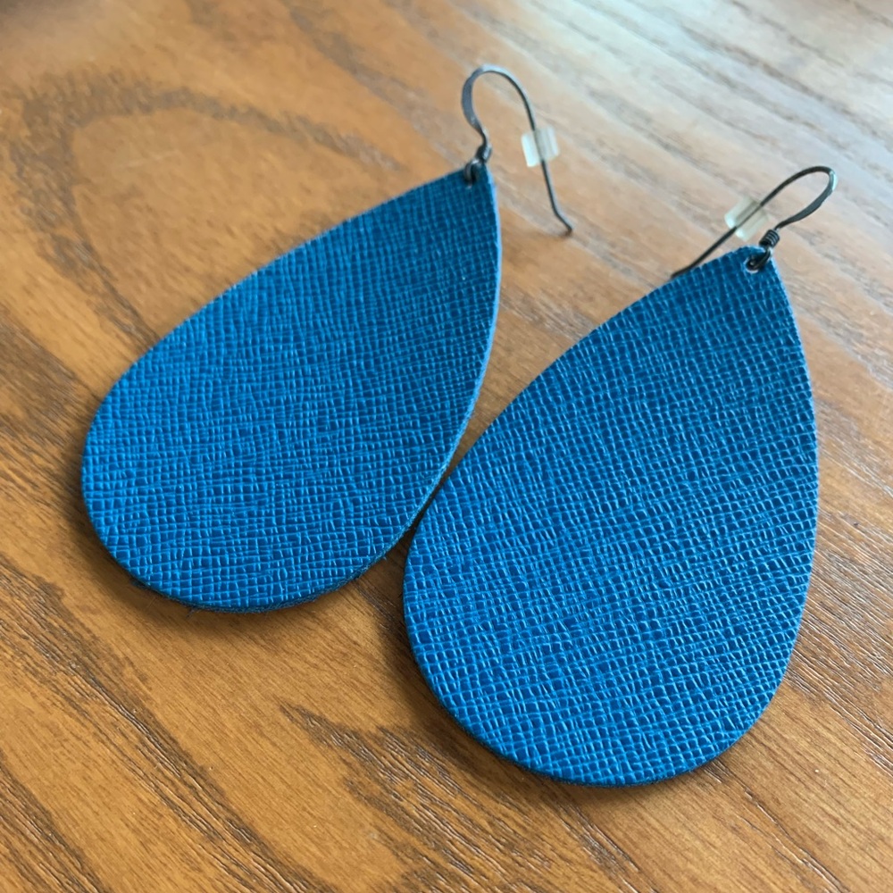 Nickel and Suede Teardrop Earrings